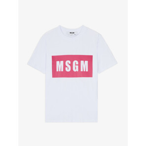 MSGM 여성 MSGM 박스 로고 반팔 티셔츠 화이트