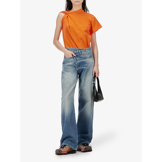VEJAS 여성 인벌스드 숄더 티셔츠(S2237) 오렌지